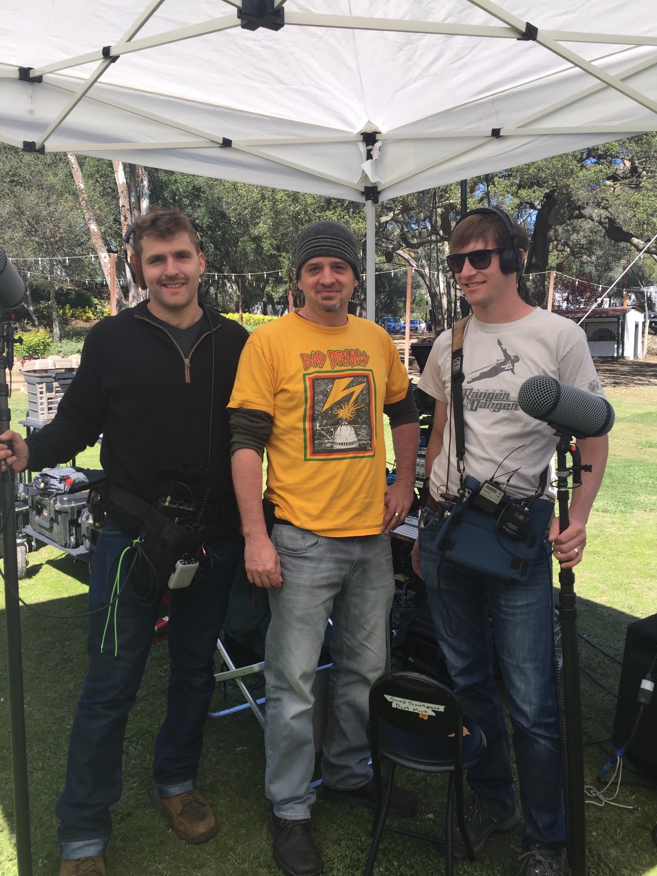 Michael Martin with the sound crew of the feature film Fat Camp